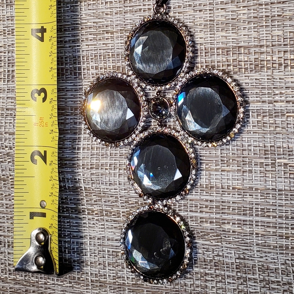 Black crystal cross on long chain